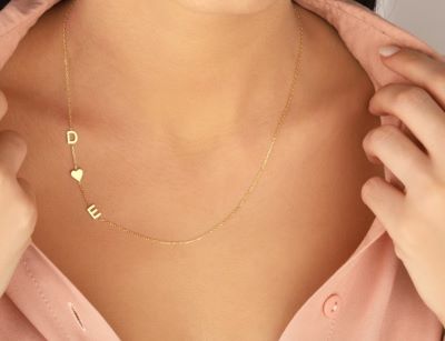 Gift ideas for her| 14k Gold initial Necklace