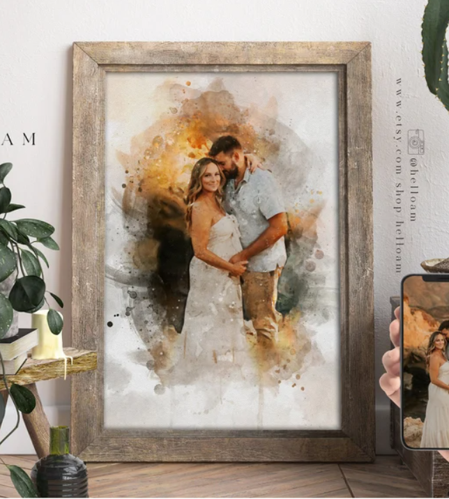 Unique Wedding Gift | Watercolor Couple Portrait
