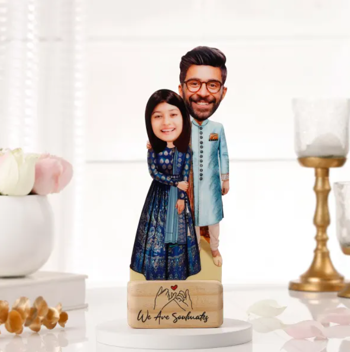 Unique Wedding Gift | Wedding Caricature with Wooden Stand
 
