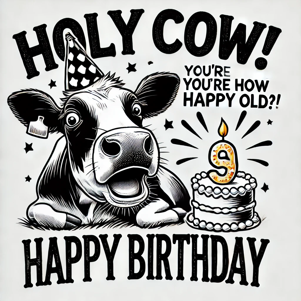 Holy Cow Meme – "Holy cow! You’re how old?! Happy Birthday!"